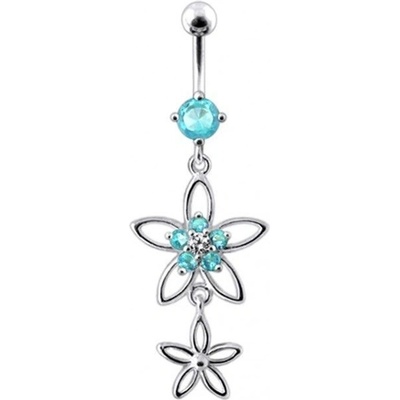 Šperky4U stříbrný piercing do pupíku kytičky BP01215-Q