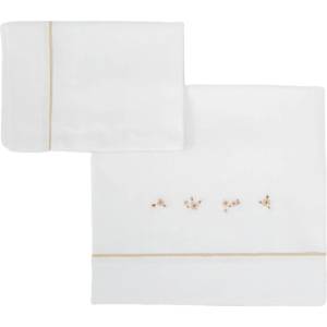 Bimbidreams Комплект бебешки чаршафи Bimbidreams - Anais, White/Linen, 3 части, 60 x 120 cm (8435629217027)