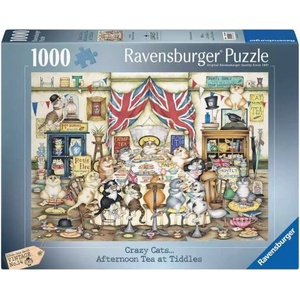 Ravensburger Пъзел Ravensburger от 1000 части - Crazy Cats: Следобеден чай в Тидълс (12000288)