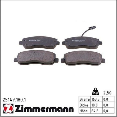 Sada brzdových destiček, kotoučová brzda ZIMMERMANN 25147.180.1