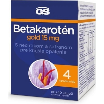 GS Betakarotén gold 15 mg s nechtíkom a šafranom 80 + 40 120 kapsúl