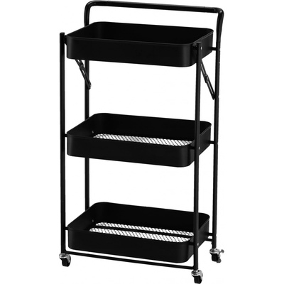HomePRO GWI5894 Regál na kolieskach, skladací, 88x45x29,5cm, 150kg, čierny