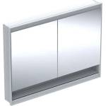 Geberit ONE - Огледален шкаф с LED осветление, 120x90x15 см, 2 врати, с ниша, вграден, алуминий 505.825. 00.1 (505.825.00.1)