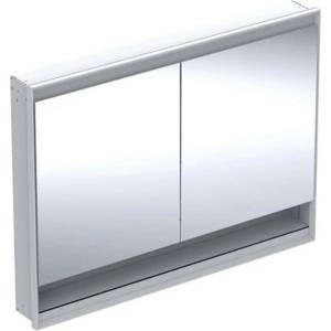 Geberit ONE - Огледален шкаф с LED осветление, 120x90x15 см, 2 врати, с ниша, вграден, алуминий 505.825. 00.1 (505.825.00.1)