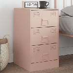 vidaXL Нощно шкафче, розово, 34, 5x39x62 см, стомана (841777)