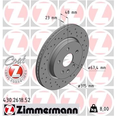 ZIMMERMANN Brzdový kotúč 430261852