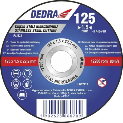 DEDRA Kotouč řezný na nerez 125x1,5x22,2 mm