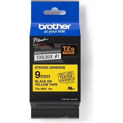 Brother TZ-S621 / TZe-S621 Pro Tape, 9mm x 8m, čierna tlač/žltý podklad, originálna páska