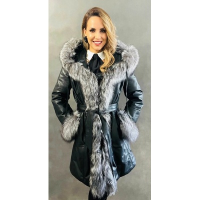 Max Original Leather Kožený kabát s pravou líškou ANKARA PELLE black