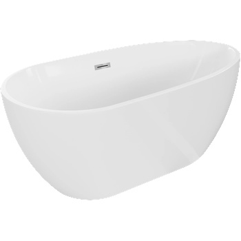 Mexen Eos свободностояща вана 150 x 75 cm, бяла, прелив хром - 52471507500-01 (52471507500-01)