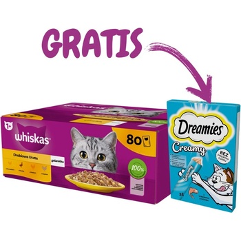 Whiskas Adult hydinový výber s kuracím morčacím hydinovým kačacím mäsom v želé 80 x 85 g