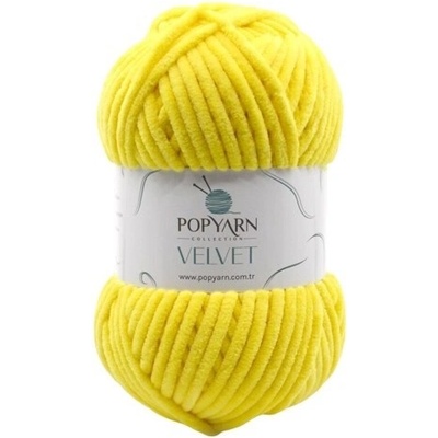 POPYARN Pletací příze Velvet B012 - žlutá