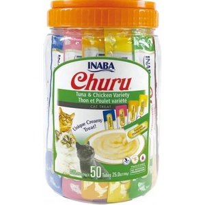 Inaba Foods Churu Puree - лакомства за котки нежен крем микс, буркан 50 бр