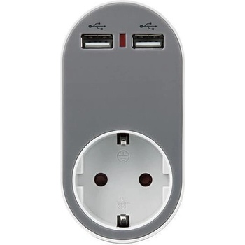 EUROLAMP АДАПТОР 1 ГНЕЗДО, 2 usb ПОРТА, ДЕТСКА ЗАЩИТА, СИВ
