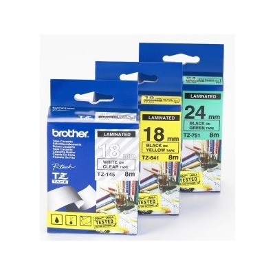 páska BROTHER TZ145 biele písmo, transparentná páska Tape (18mm) (TZE145)