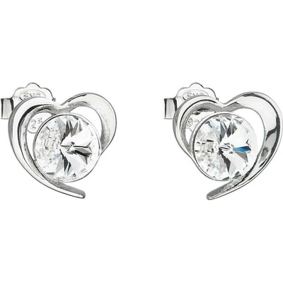 Pavona Stříbrné náušnice pecka s krystaly Swarovski bílé srdce 31259.1