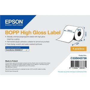 Epson Epson BOPP Високогланцови етикети - Непрекъснато ролка: 203mm x 68m (C33S045736)