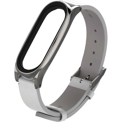Xiaomi Mi Band 3/4/5/6 Kožený style remienok Biela MBSCZ-5KO01