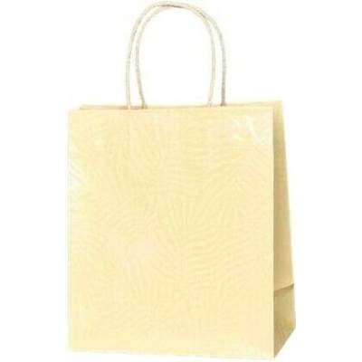 Béžová luxusní papírová taška 220x100x230 mm s krouceným uchem s lesklým efektem