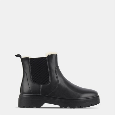 Jack Wills Обувки Jack Wills Fur Chelsea Boots - Black