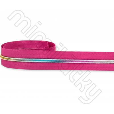 Zip spirálový 5mm metráž fuchsiová/duhová