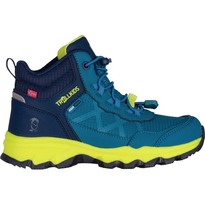 Trollkids Детски туристически обувки Trollkids Kid's Trolltunga Hiker Mid XT Walking boots - Harbor Blue / Spring Leaf / Dark Indigo - размер 31 (EU) (702-5809-0114)
