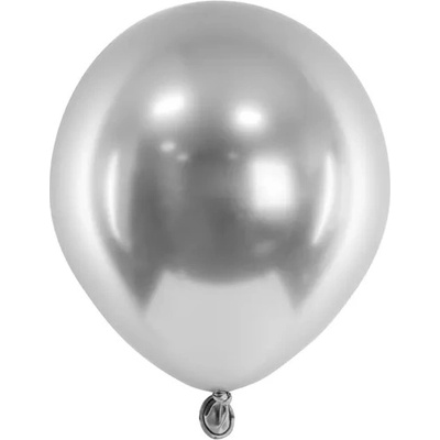 Party Deco CHB1 5 018 50 Mini chromované balóny Glossy 12cm Strieborná