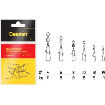 Delphin Rolling Swivel with Fastlock Snap veľ.14
