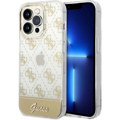 GUESS Кейс Guess GUHCP14LHG4MHG за iPhone 14 Pro 6.1", златен / златен, твърд, 4G Pattern Script (3666339090524)