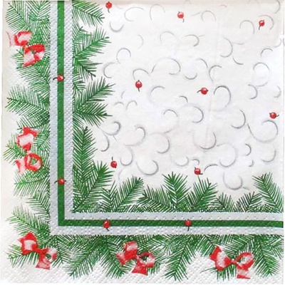 TORO Vrstvené obrúsky s vianočným ihličím 33x33 cm