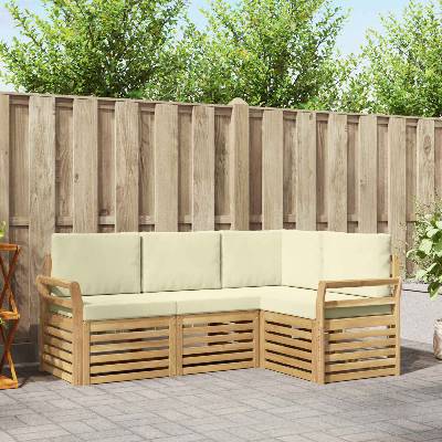 vidaXL Комплекти дивани 4 pcs Бяло и кремаво 190 x 130, 5 x 73 см (3391755)