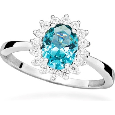 Silver Cat Stříbrný prsten se zirkony a syntetickým turmalínem Colored stones SC644