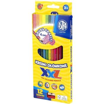 Astra Цветни моливи шестоъгълни xxl 12 броя + острилка (as312120002)