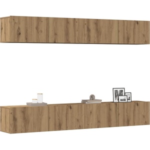 vidaXL Комплект стенен ТВ шкаф, 4 части, дъбов, 100x30x30 см (3328946)