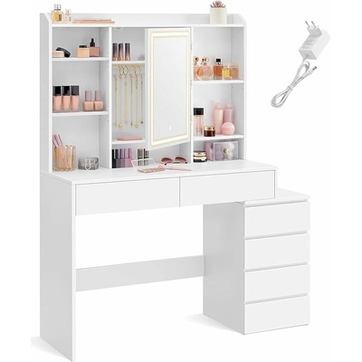 Songmics toaletní stolek Vasagle Ginny 117 cm s led osvětlením bílý