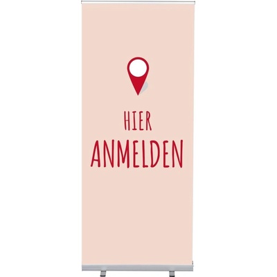 Jansen Display Set Roll-baneru Budget s vytištěným motivem, Přihlášení, červený, německy, 870 x 2080 mm
