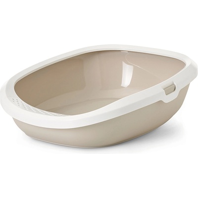 SAVIC Gizmo M - Котешка тоалетна , цвят мока кафе с бял борд - 44 х 35.5 х 12.5 см