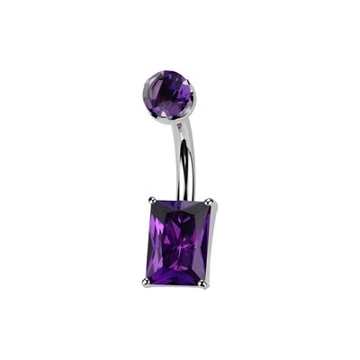 Šperky4U Piercing do pupíku obdélník Amethyst TIT1578