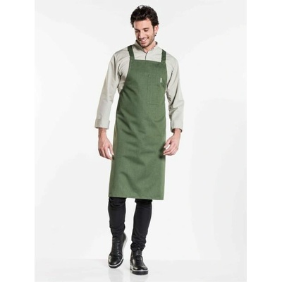 Chaud Devant Kuchářská zástěra s náprsenkou Nordic Cross Forest Green zelená