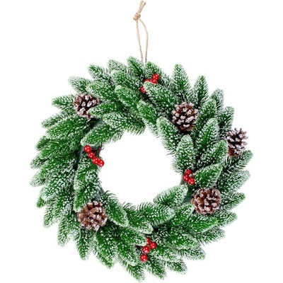 MagicHome Veniec s bobuľkami prírodný zasnežený 33 cm