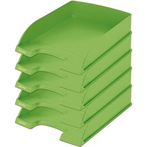 Leitz letter tray A4, pack of 5, stackable storage compartments, Blue Angel, recycling range, green, 52275050 (52275050)