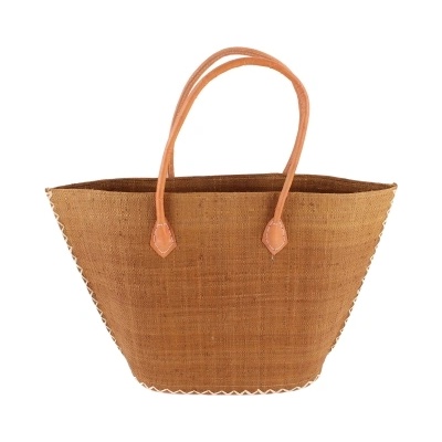 Плажна чанта от рафия Fratelli Mazzanti FM B4370, 50 см, Лешник