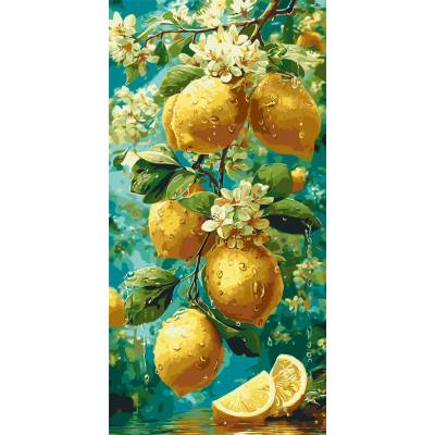 Origami Malování podle čísel na rámu 40 x 80 cm Květ citronové zahrady Zátiší LW 5198