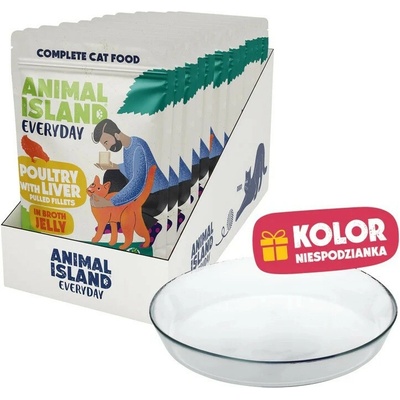 ANIMAL ISLAND Everyday Poultry with liver in jelly Box 12x85 g + talířek zdarma