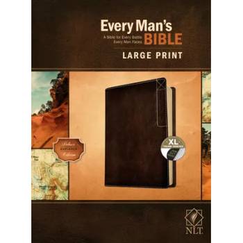 Image 1 of Every Man's Bible Nlt, Large Print, Deluxe Explorer Edition (Leatherlike, Rustic Brown, Indexed) | Dean Merrill