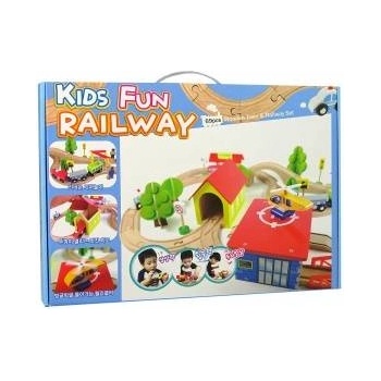 LEAN Toys Wooden Train Track Cars Trees Buildings
