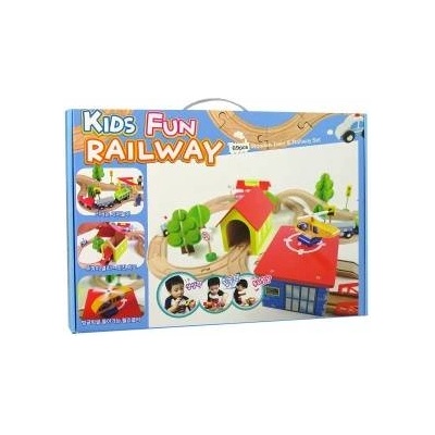 LEAN Toys Wooden Train Track Cars Trees Buildings