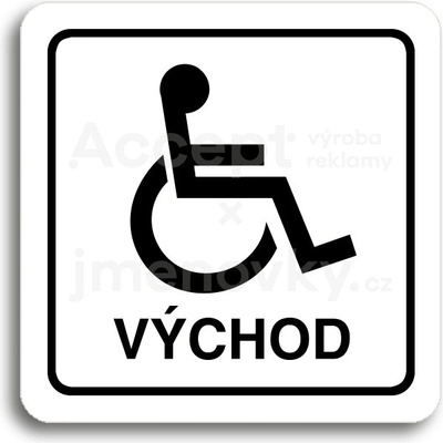 ACCEPT Piktogram východ pro invalidy - bílá tabulka - černý tisk