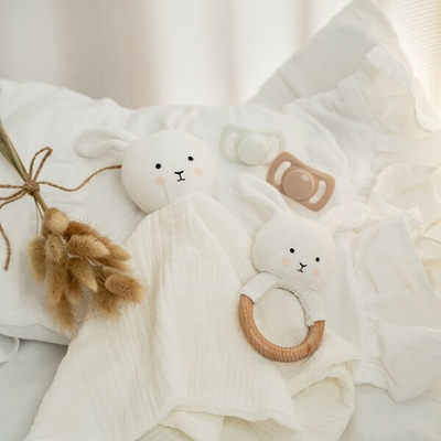 JaBaDaBaDo : Подаръчна кутия с утешителче, дрънкалка и залъгалки - Зайче (JB-S1023)