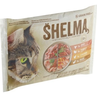 Shelma Cat kuřecí hovězí kachní a krůtí 4 x 85 g